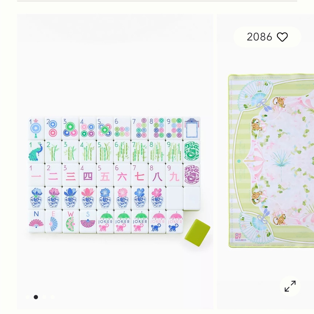 Oh My Mahjong Limoncello Tiles Board Game Set with Capri Mat and Pushers